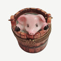 Pig in Wash Bucket Limoges Box Gift, a hand-painted Limoges porcelain gift