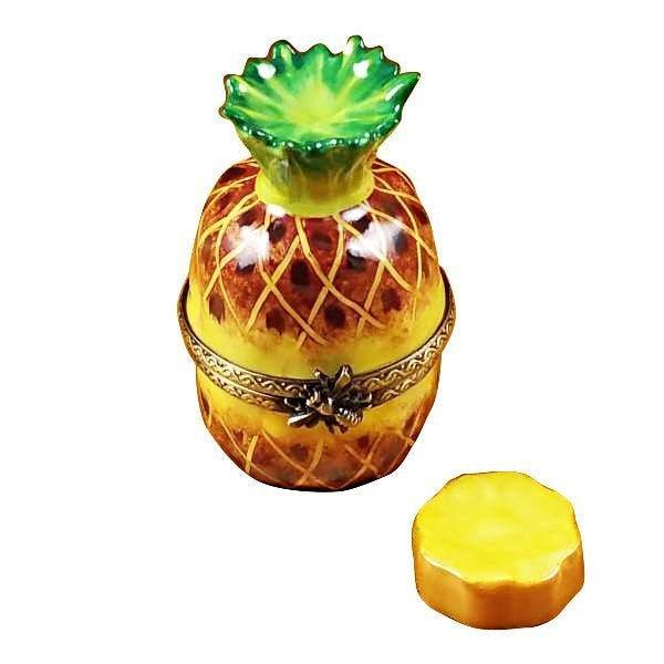 Pineapple With Slice Limoges Box, a hand-painted Limoges porcelain gift