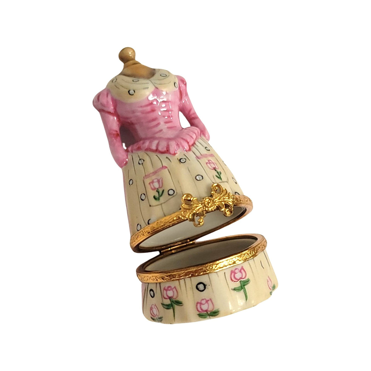 Pink Antique Dress on Form Limoges Box Figurine Gift, view 2