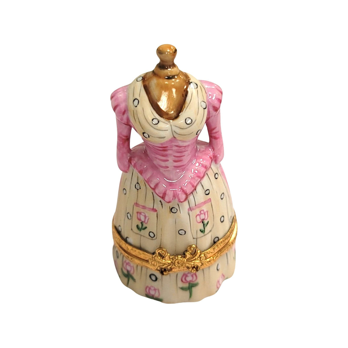 Pink Antique Dress on Form Limoges Box Figurine Gift, a hand-painted Limoges porcelain gift