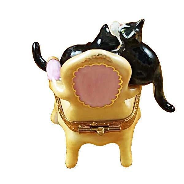 The painter's artistry shows on this Pink Armchair With Two Cats Limoges box