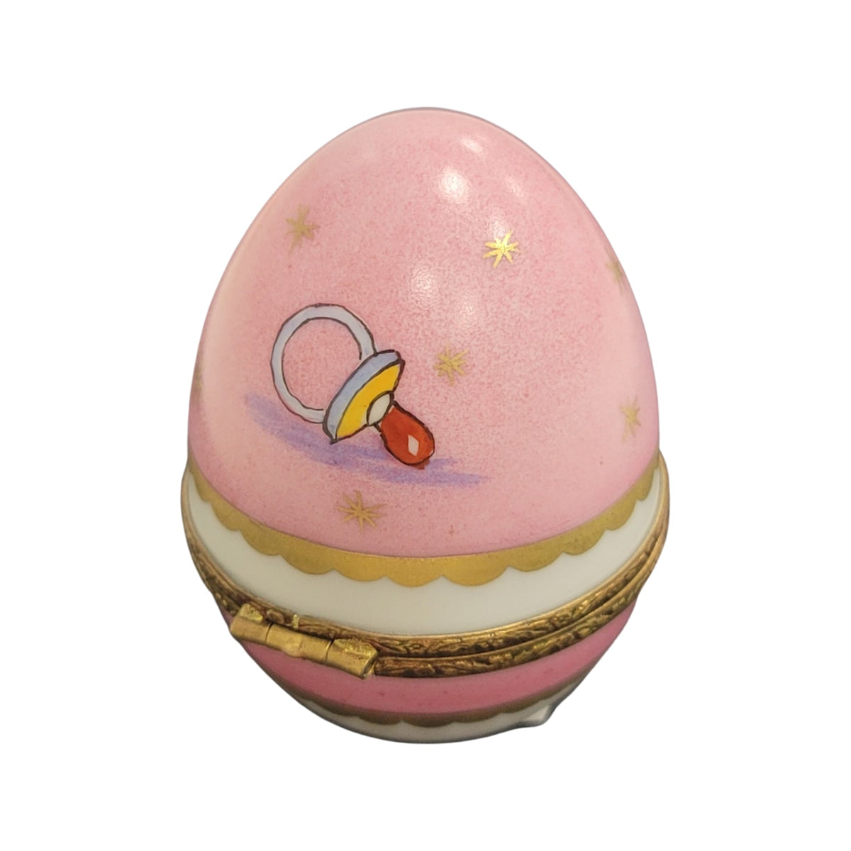 Every brushstroke by hand on the Pink Baby Egg Limoges box from France