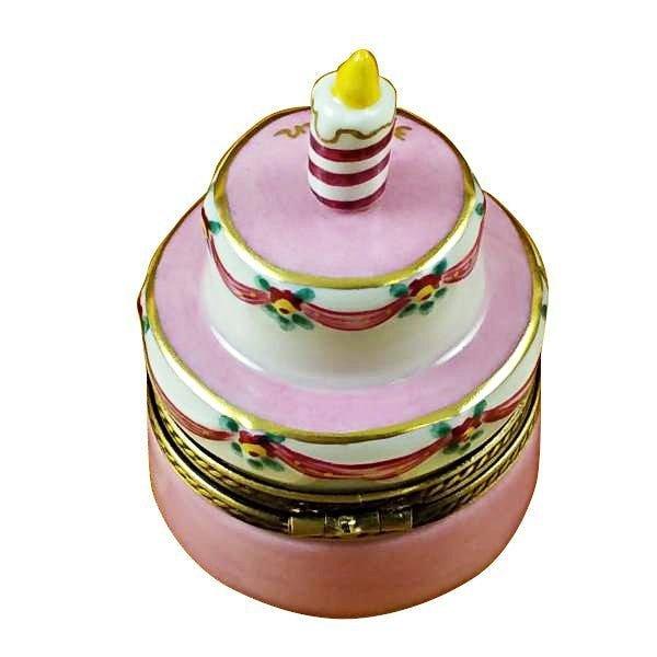 Collectible Pink Birthday Cake with Candle 39 Again Limoges porcelain with artisan brushwork