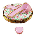 Pink Breast Cancer Ribbon Limoges Box, a hand-painted Limoges porcelain gift