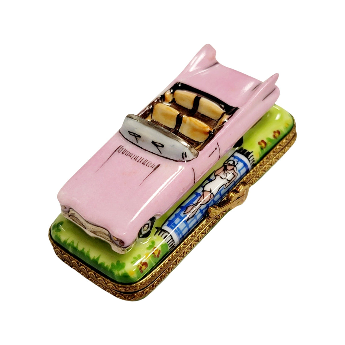 Pink Car Convertable Limoges Box Figurine Limoges, view 4