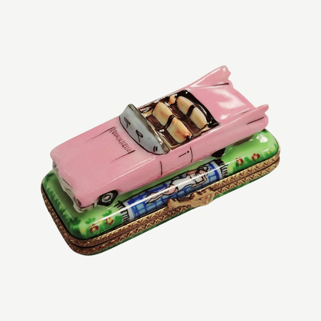 Pink Car Convertable Limoges Box Figurine Limoges, a hand-painted Limoges porcelain gift