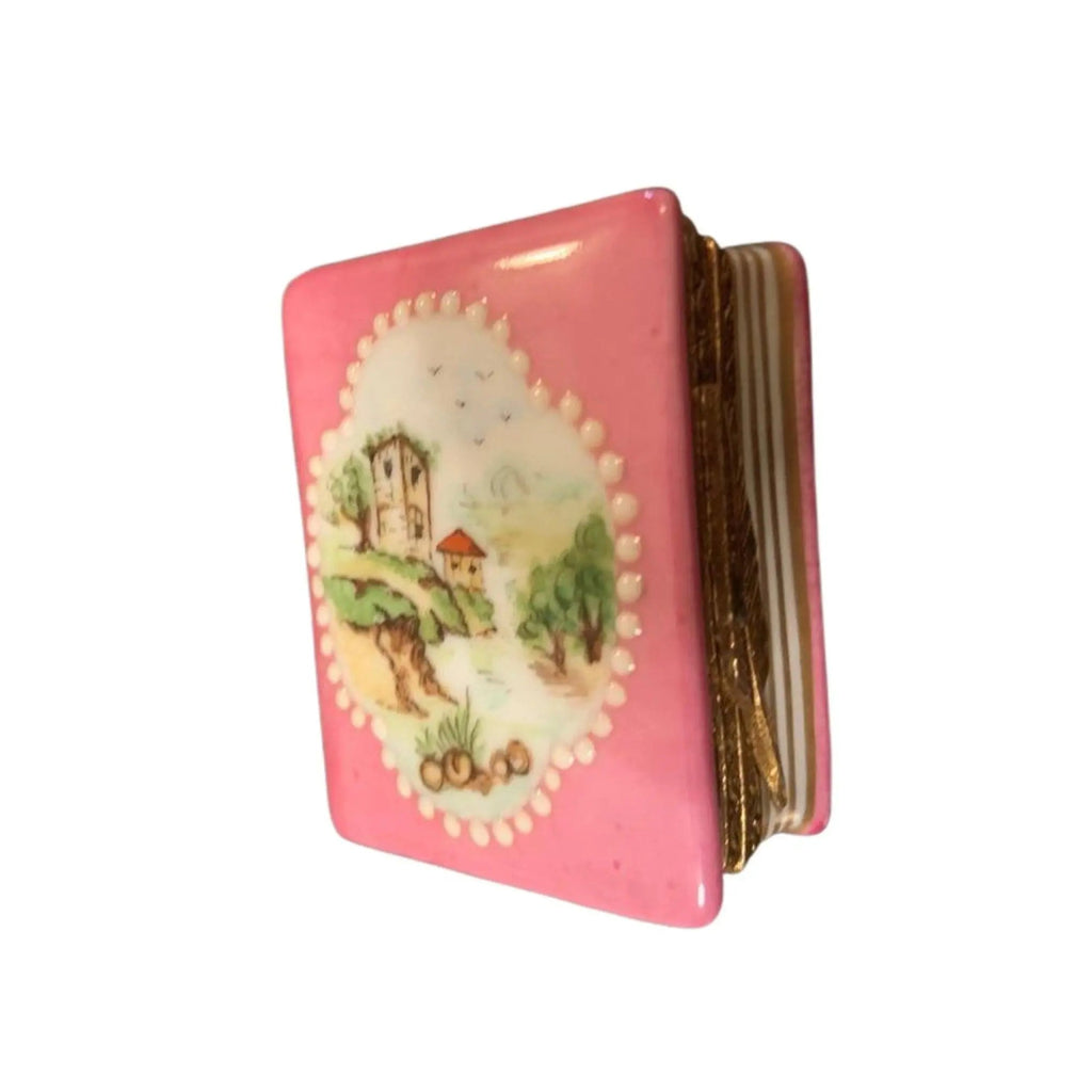 Pink French Castle Book Limoges Box Figurine Limoges, view 2