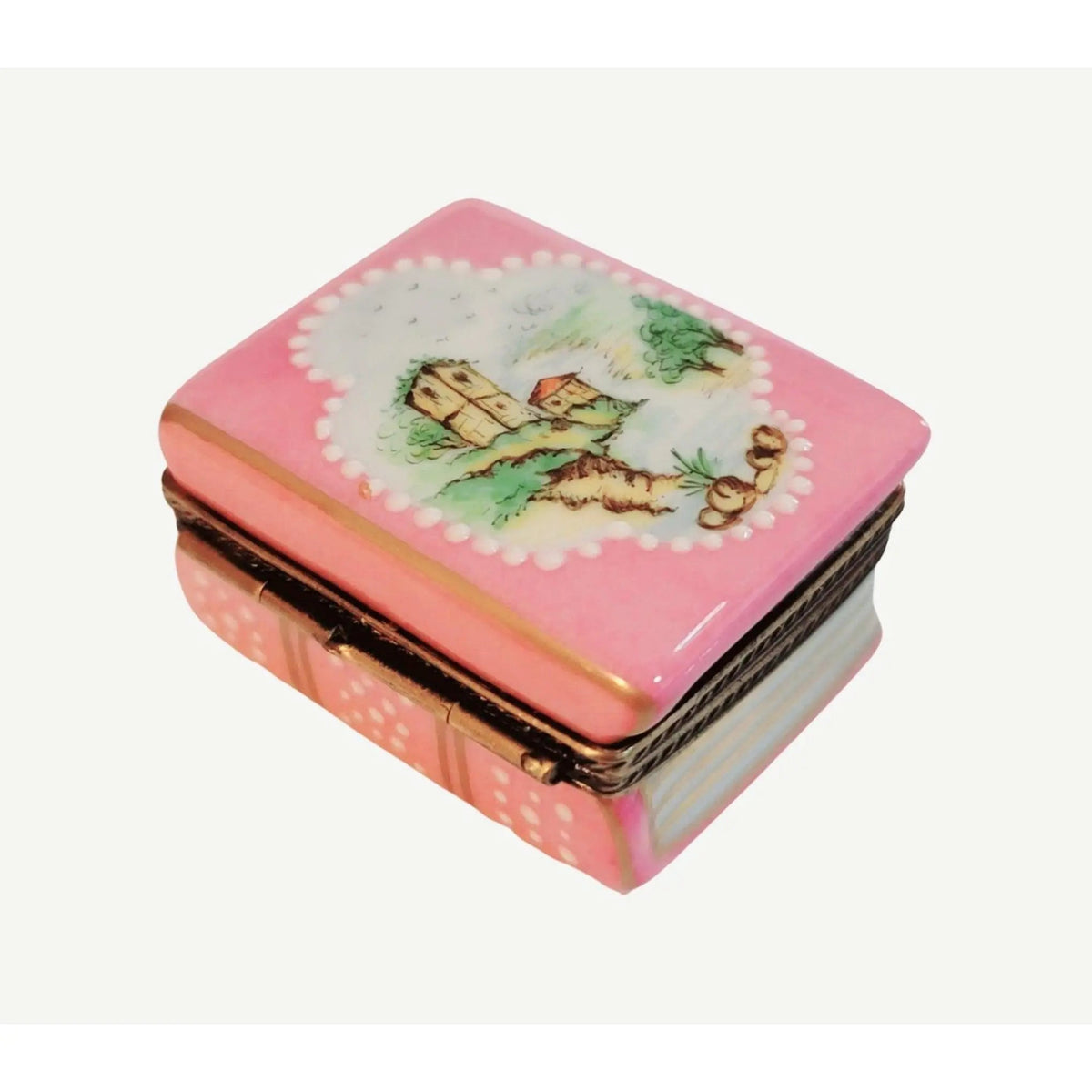 Pink Castle Book Limoges box painted by hand in Limoges, France, a gift to treasure
