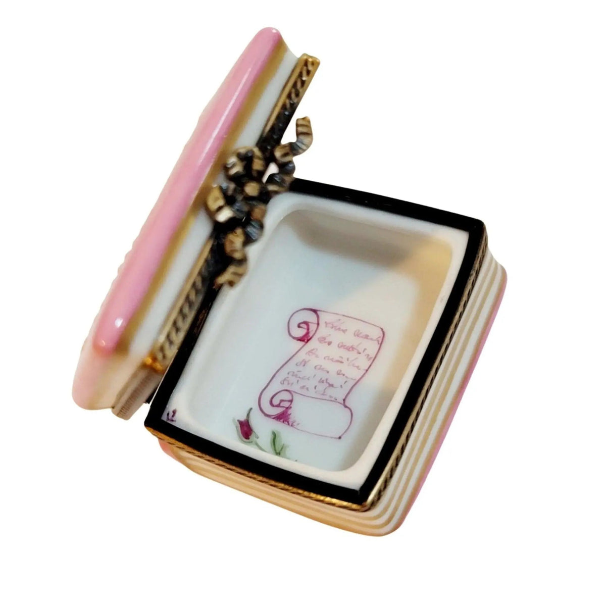 Collectible Pink Castle Book Limoges box with artisan brushwork