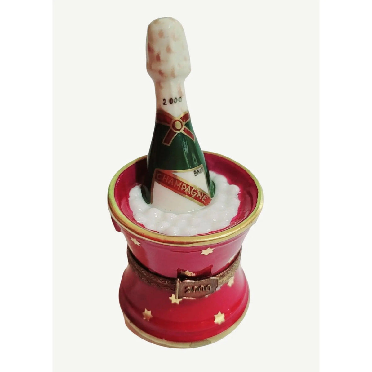 Pink Red Brut Champagne Ice Bucket Limoges box painted by hand in Limoges, France, a gift to treasure