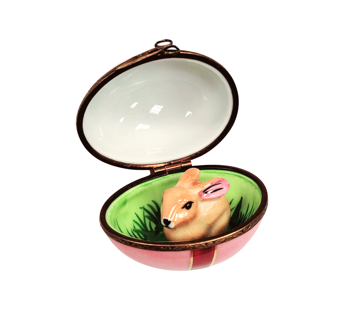 Rabbit Inside Pink Egg Easter Limoges box, an heirloom-quality piece for collectors