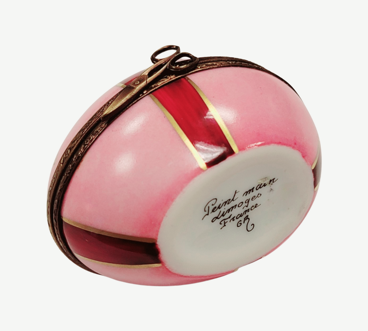 Artisan-painted Rabbit Inside Pink Egg Easter Limoges box from France, a cherished collectible