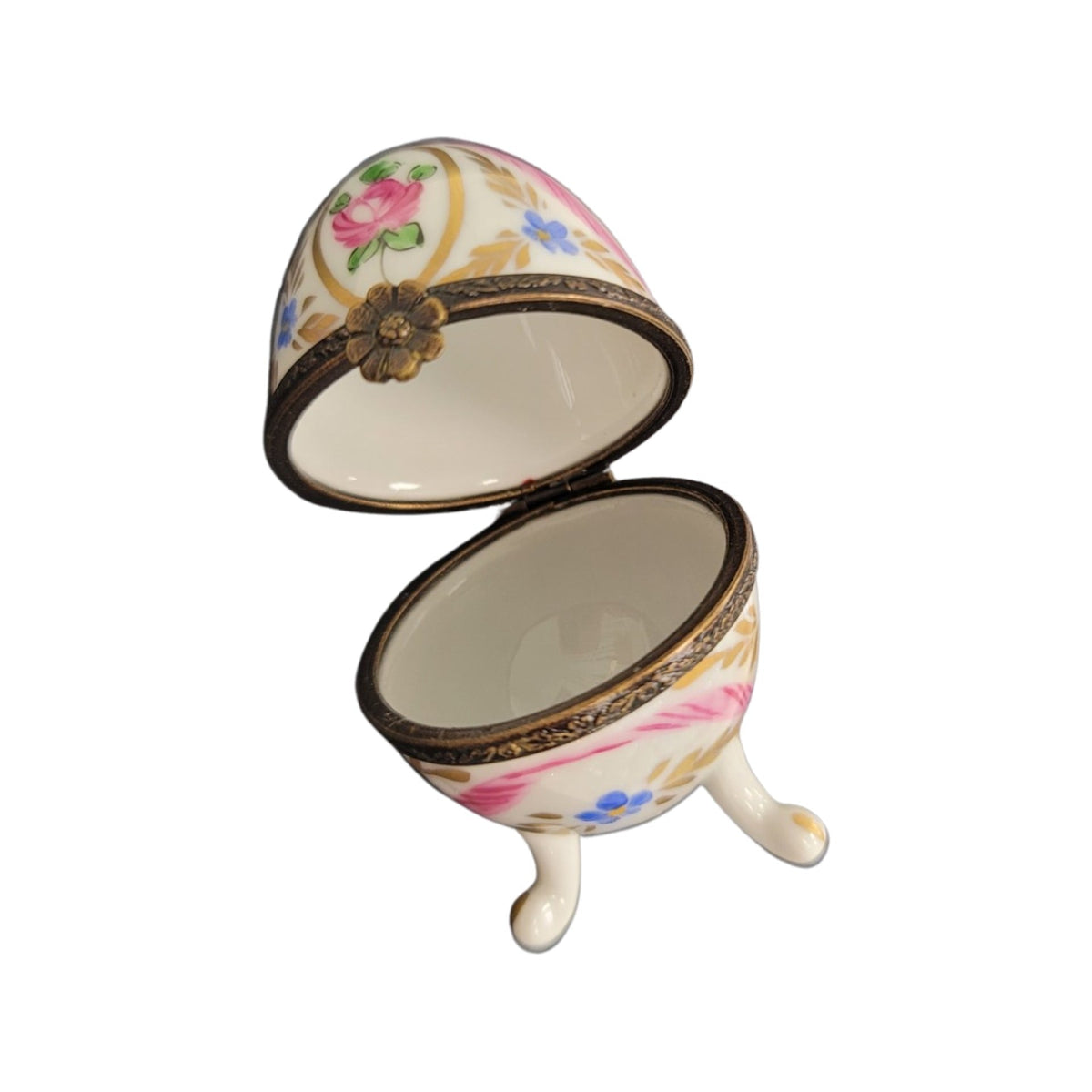 Pink Egg on Legs Limoges Porcelain Box, view 2