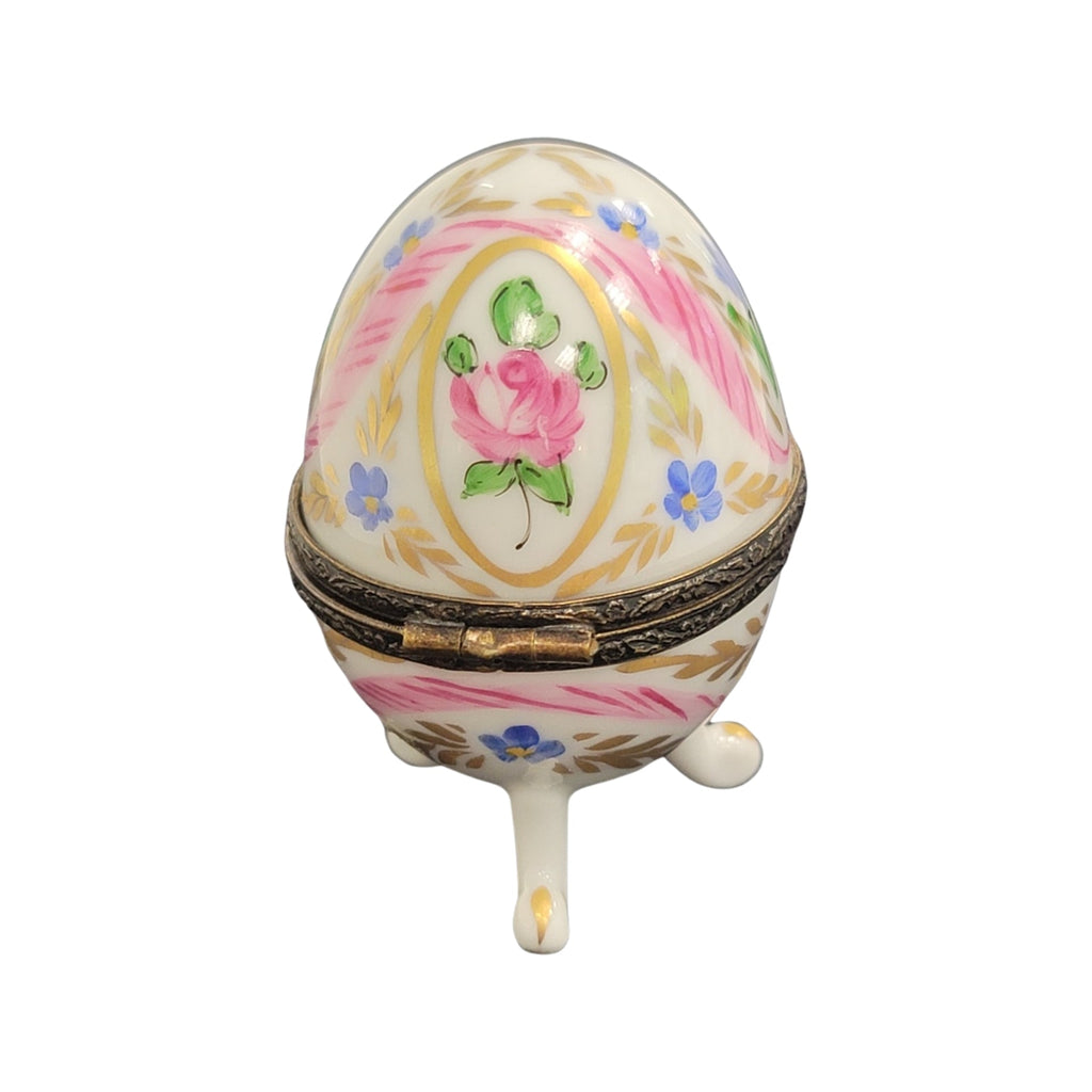 Pink Egg on Legs Limoges Porcelain Box, view 3