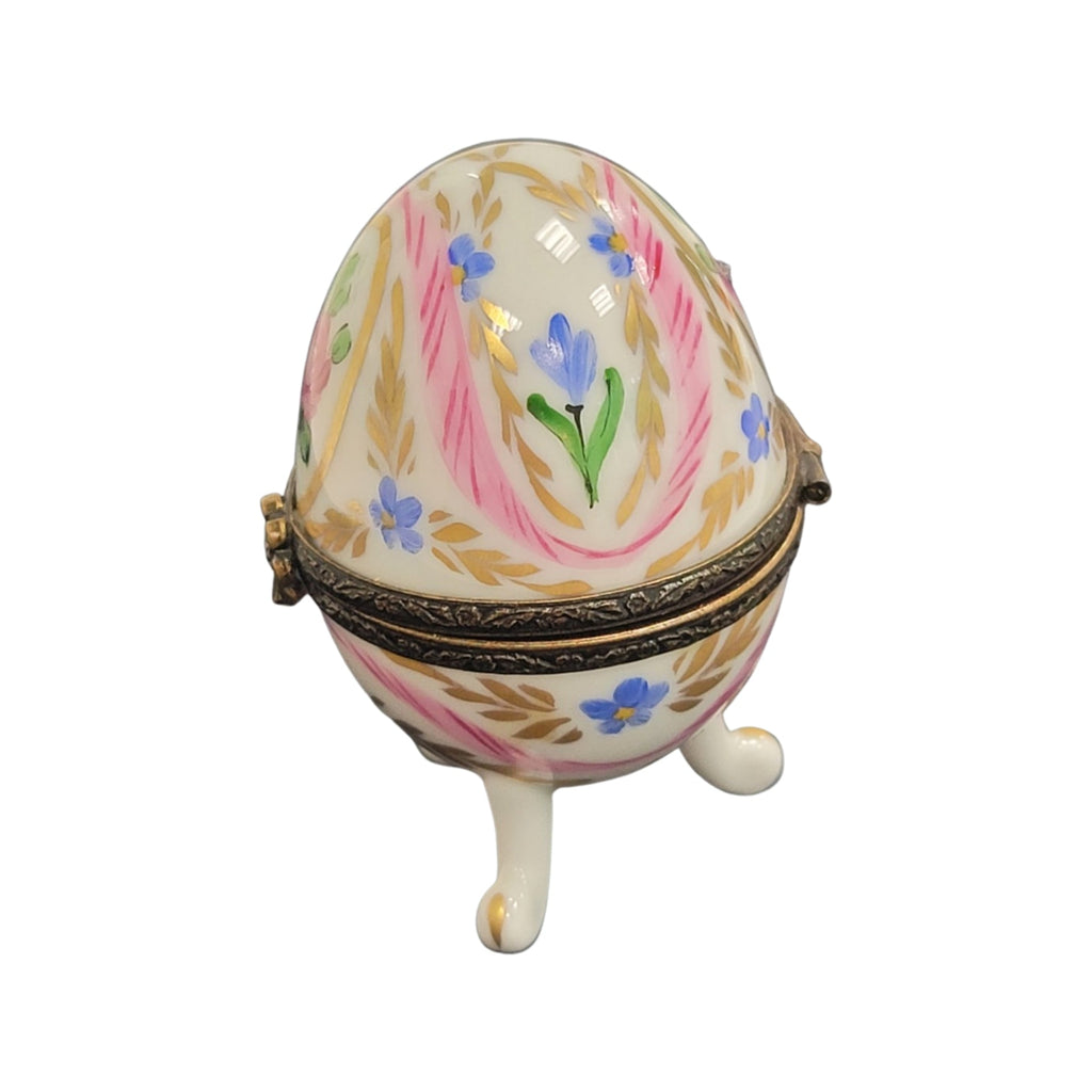 Pink Egg on Legs Limoges Porcelain Box, view 4