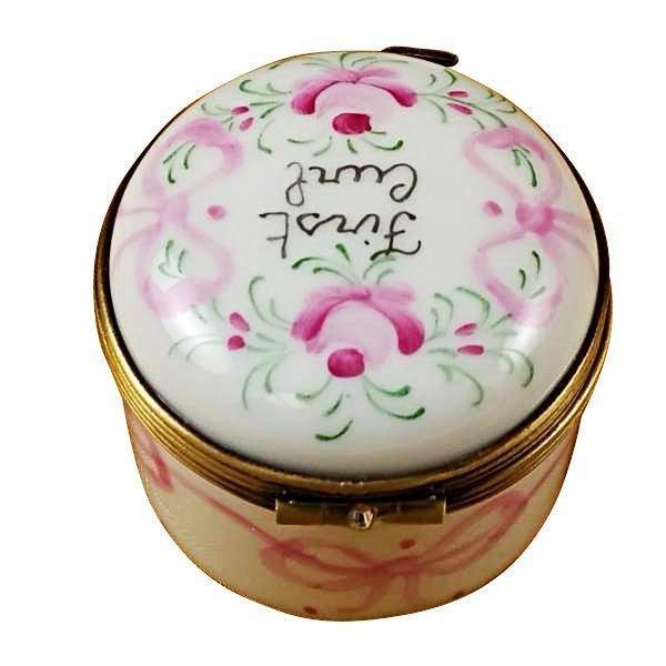 Pink First Curl Limoges Box Keepsake, view 3
