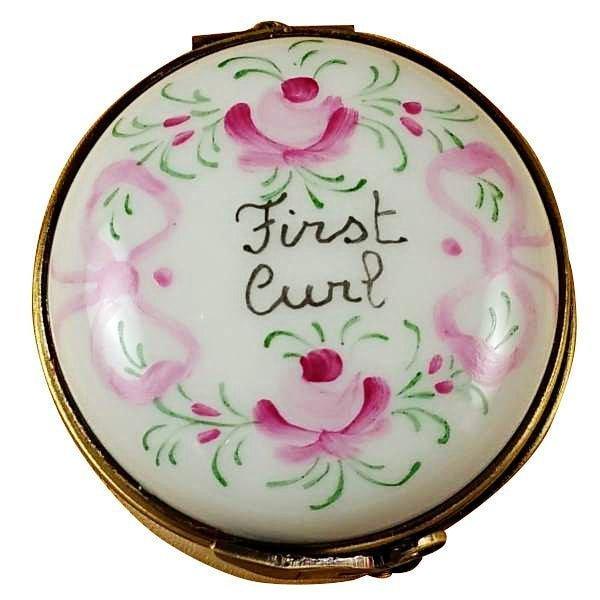 Every brushstroke by hand on the Pink First Curl Limoges box from France