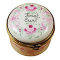 Pink First Curl Limoges Box Keepsake, a hand-painted Limoges porcelain gift