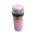 Pink Cylinder Limoges Porcelain Box, a hand-painted Limoges porcelain gift