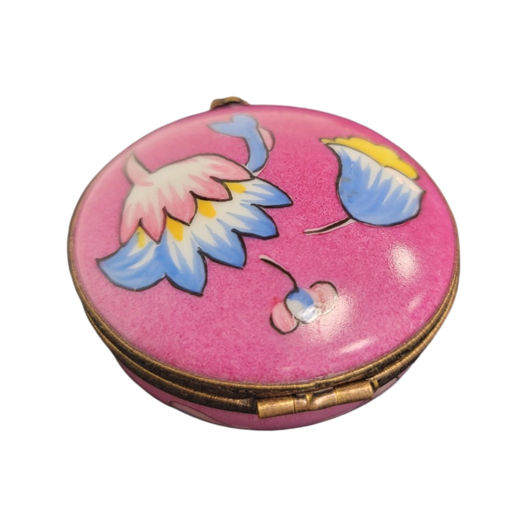 Pink Deco Round Limoges Porcelain Box Luxury, view 3