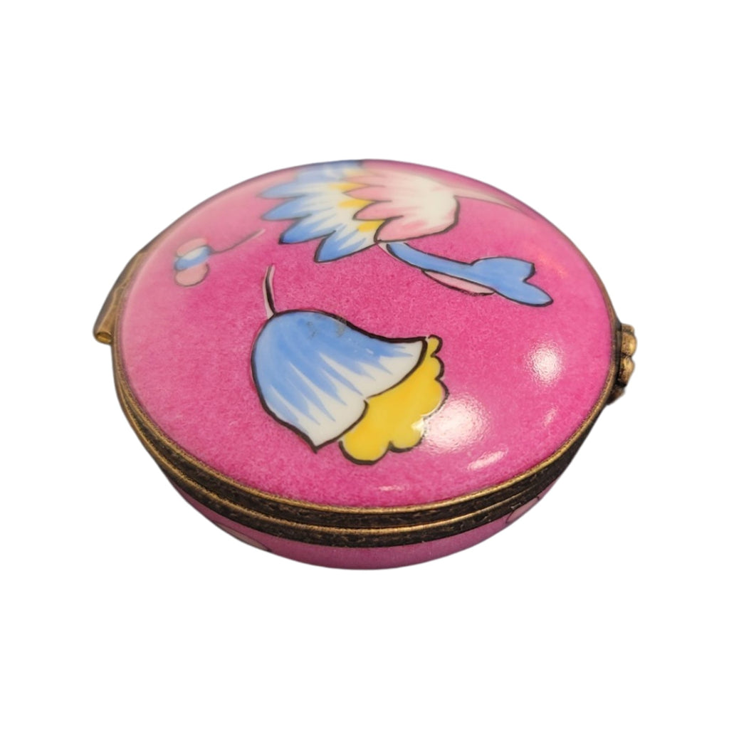 Pink Deco Round Limoges Porcelain Box Luxury, view 4