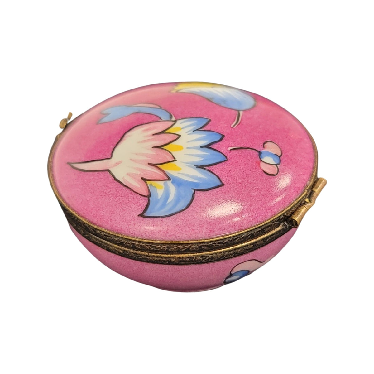 Pink Deco Round Limoges Porcelain Box Luxury, view 5