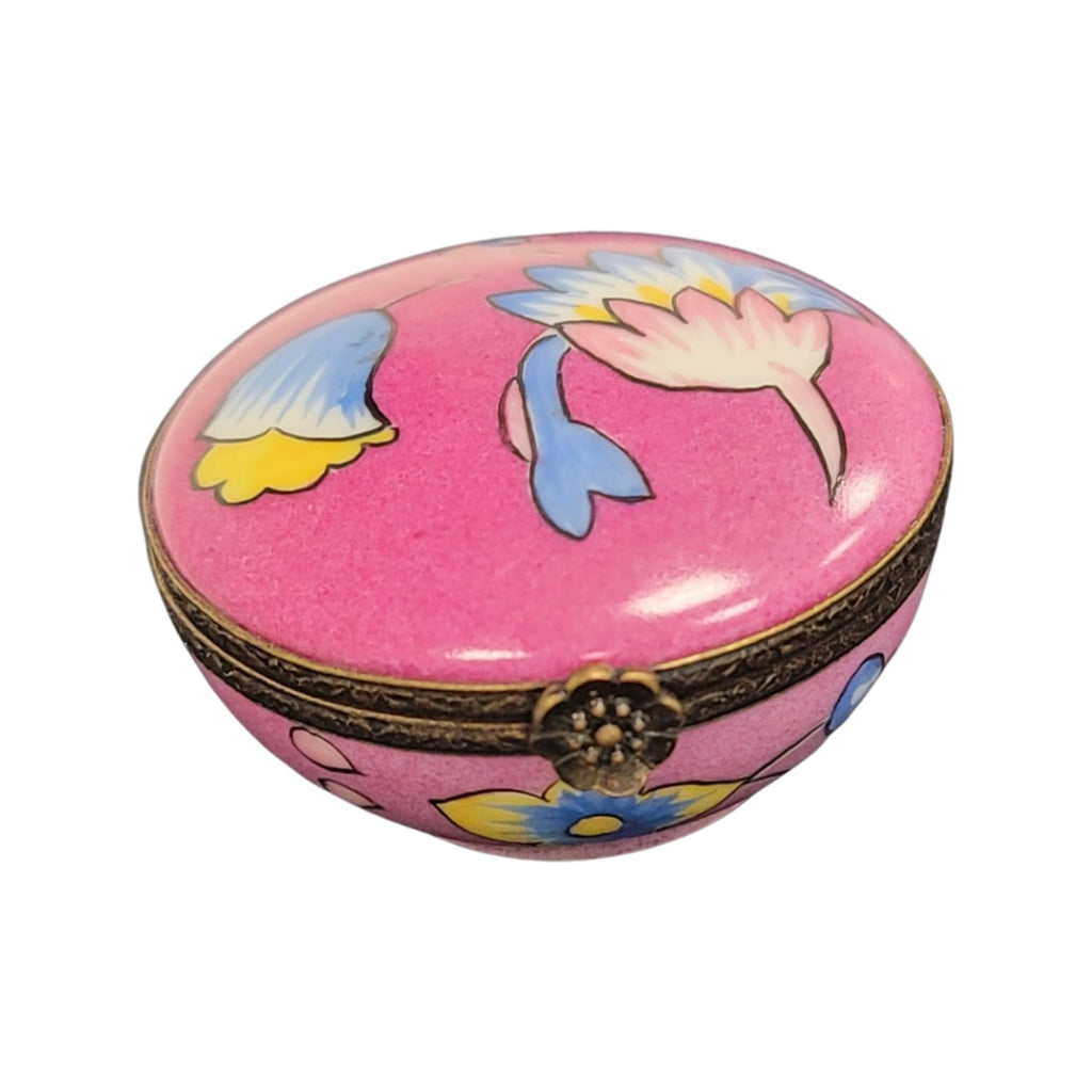 Pink Deco Round Limoges Porcelain Box Luxury, view 6