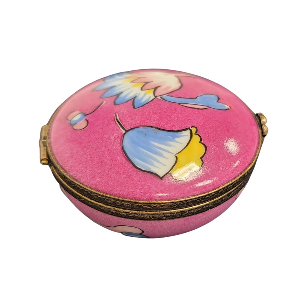 Pink Deco Round Limoges Porcelain Box Luxury, view 7