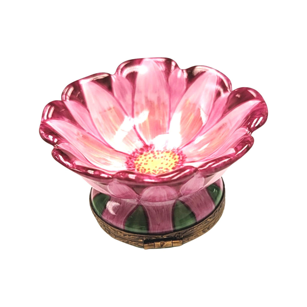 Pink Open Flower Bud Limoges Box, a hand-painted Limoges porcelain gift