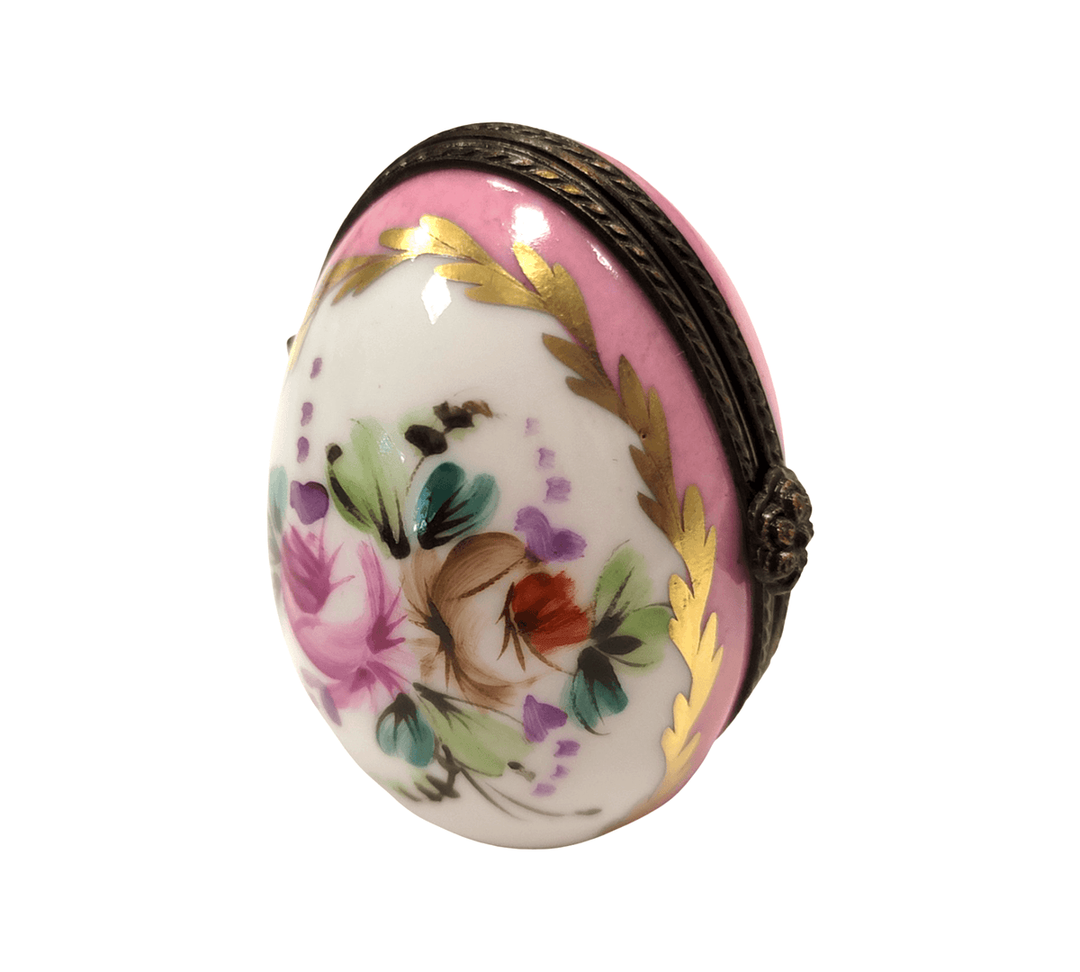 Genuine Pink Oval Flowers Vertical Picture Frame Limoges box painted by hand in France, from Limoges Boutique
