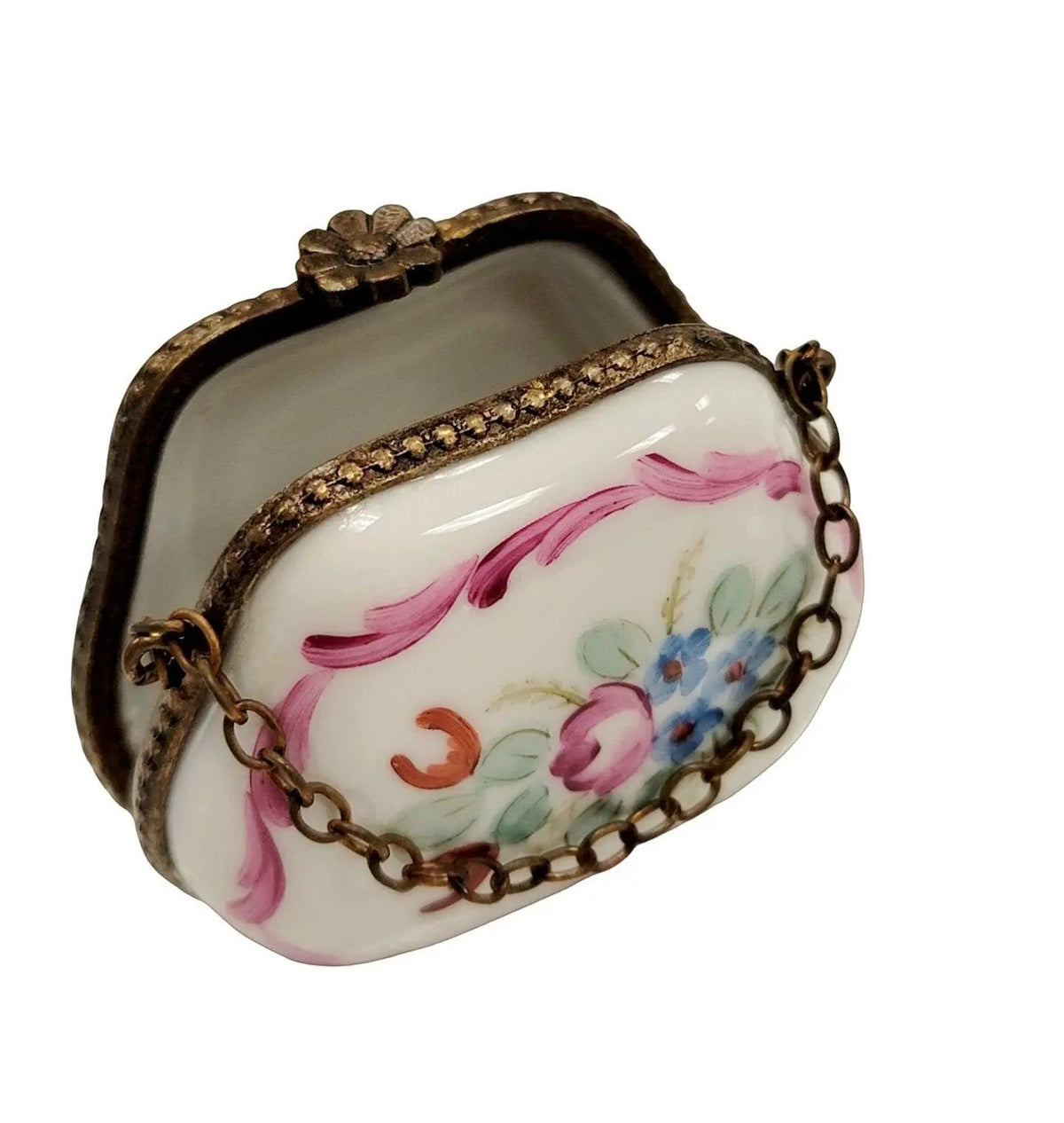Pink Purse w Flowers OneofaKind Limoges Box Figurine, view 2