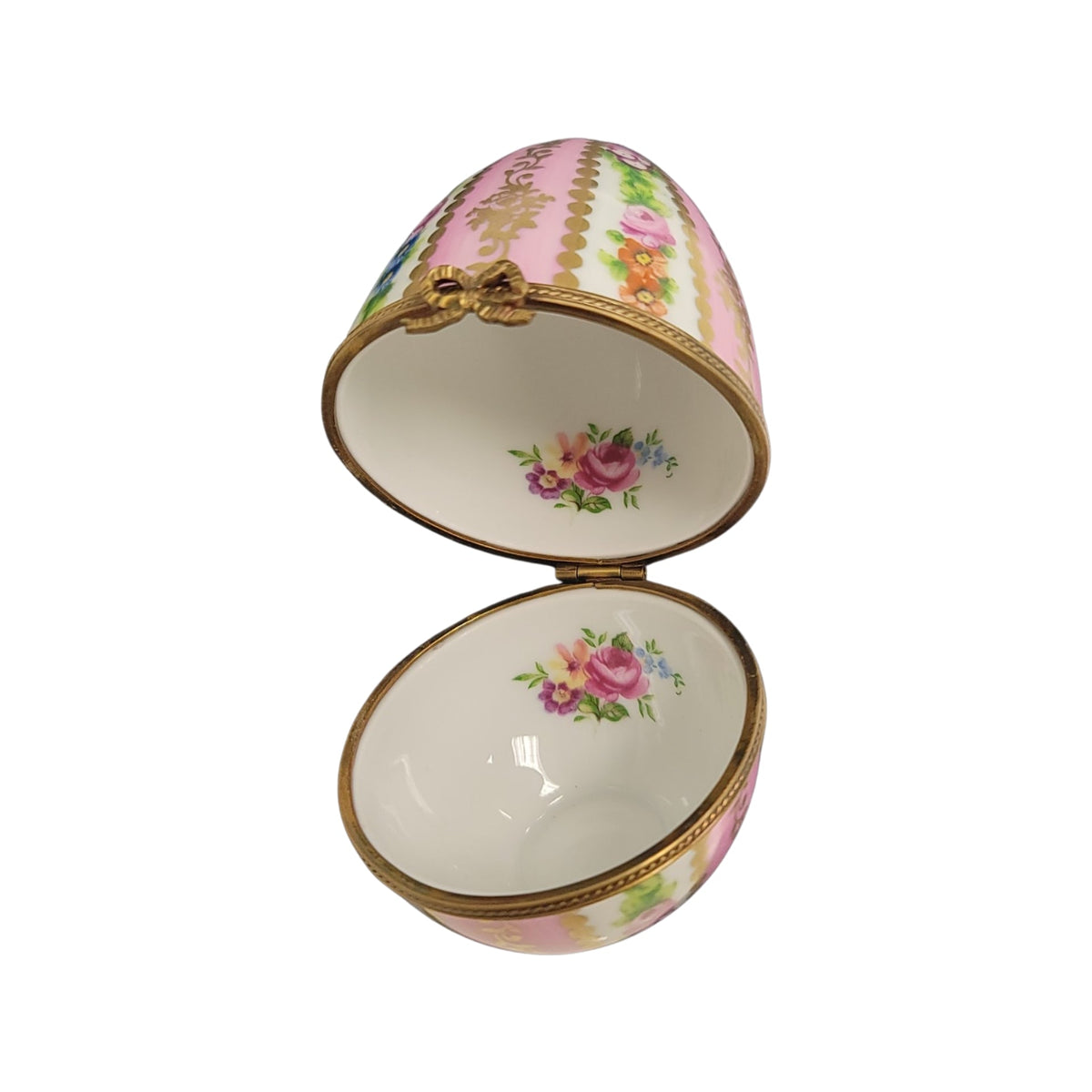 Pink Egg Limoges Porcelain Floral Box, view 2
