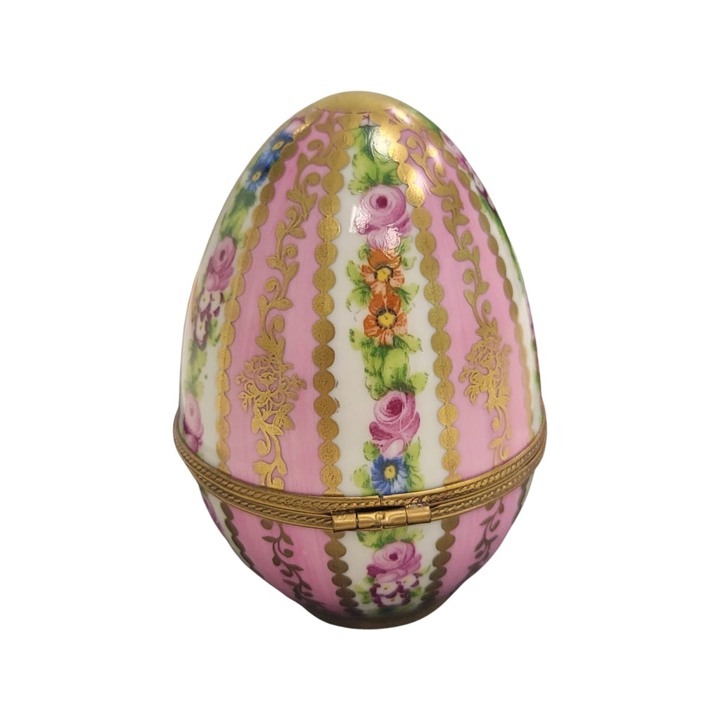 Pink Egg Limoges Porcelain Floral Box, view 3