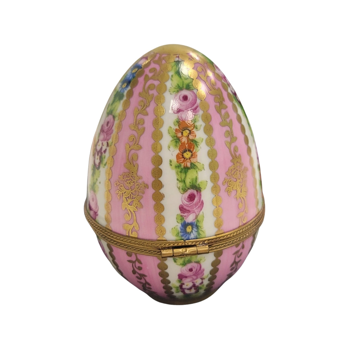 Pink Egg Limoges Porcelain Floral Box, view 3
