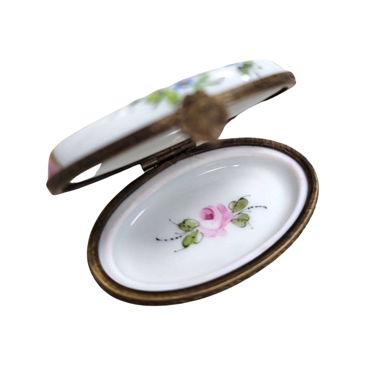 Pink Oval Limoges Porcelain Box, view 2