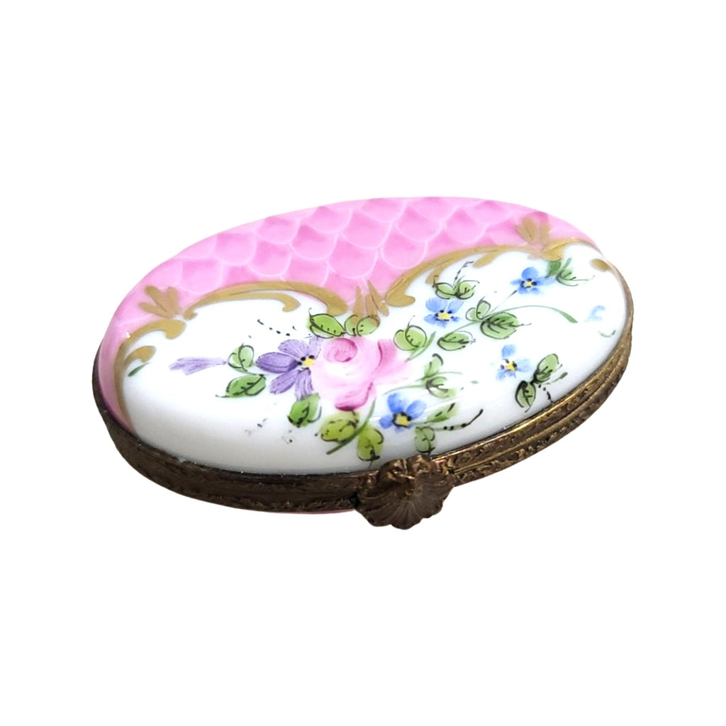 Pink Oval Limoges Porcelain Box, view 3