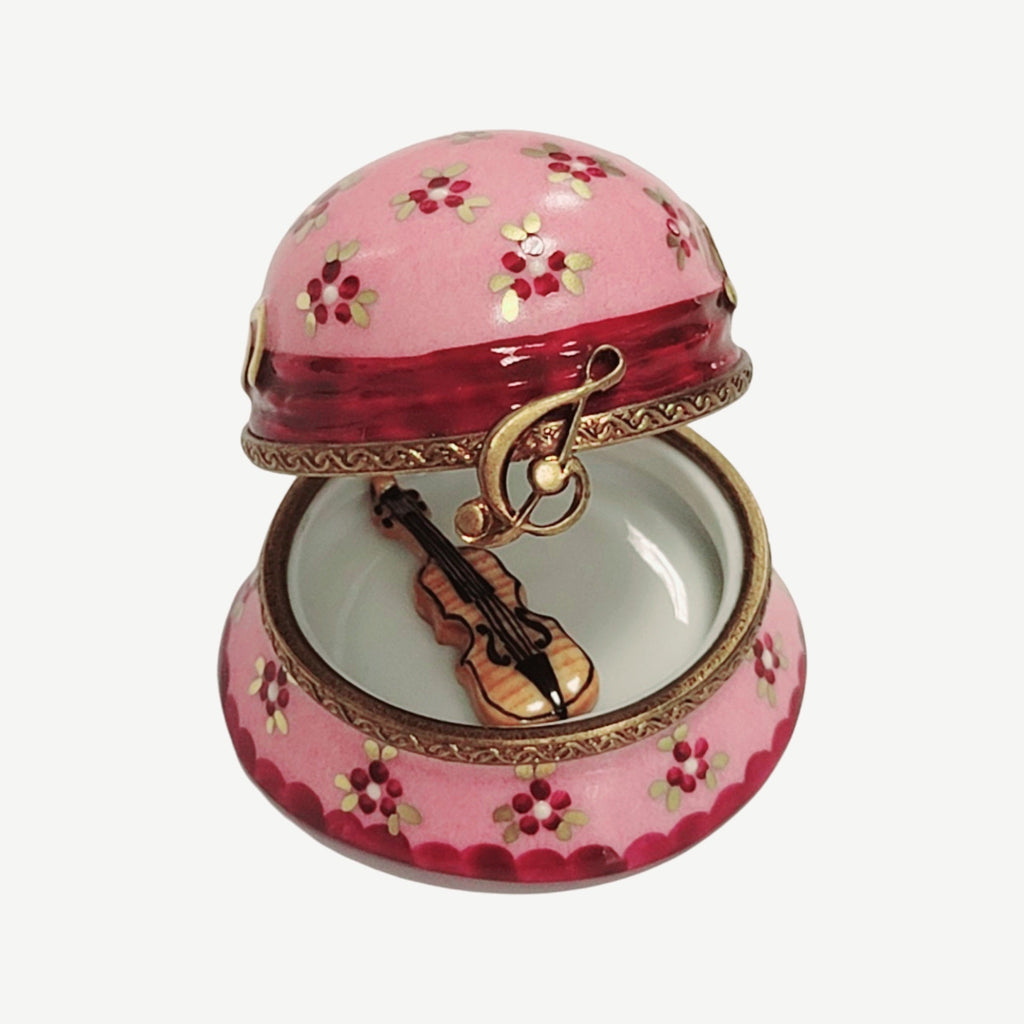 Pink Hat Violin Limoges Box for Music Lovers, view 2