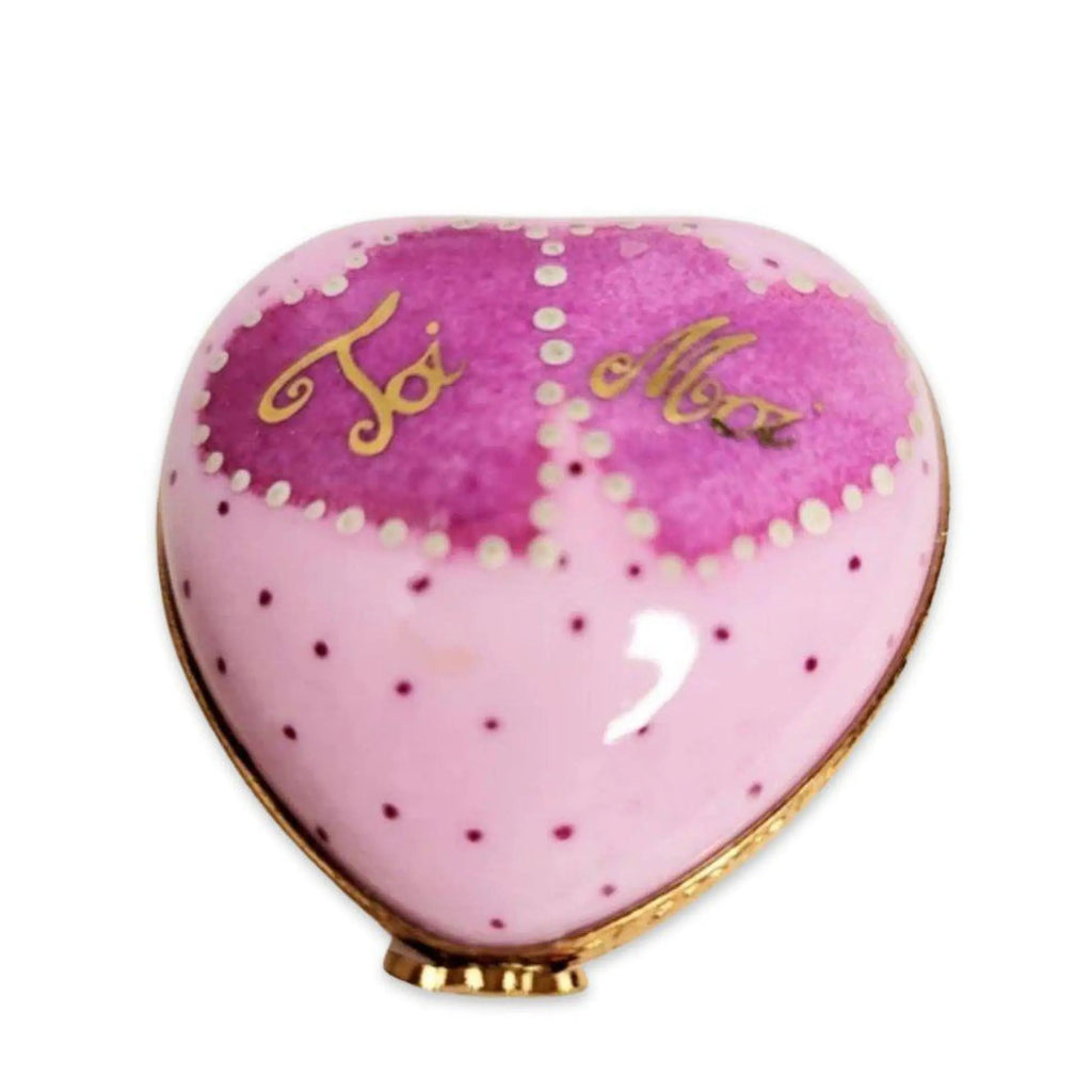 Pink Heart Moi Toi 1 of 750, a hand-painted Limoges porcelain gift