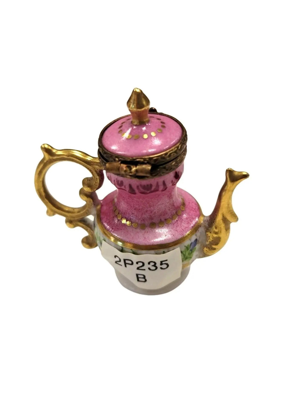 Pink French Teapot Limoges Box Figurine, view 2
