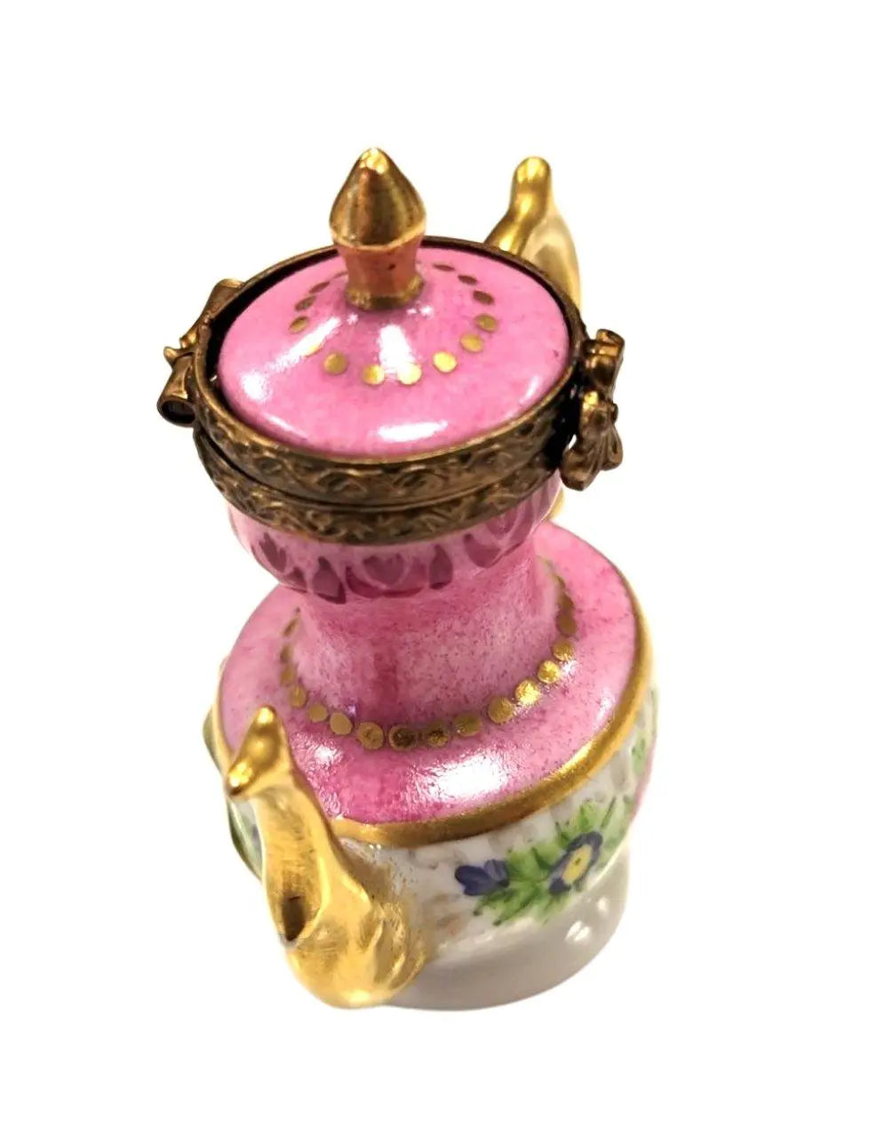 Pink French Teapot Limoges Box Figurine, view 3