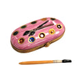 Pink Paint Pallette Watercolors w Paint Brush Limoges Box, a hand-painted Limoges porcelain gift