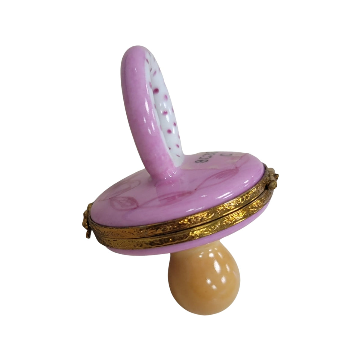 Fine art lovers will admire this Pink Pacifier for Baby1 Limoges box