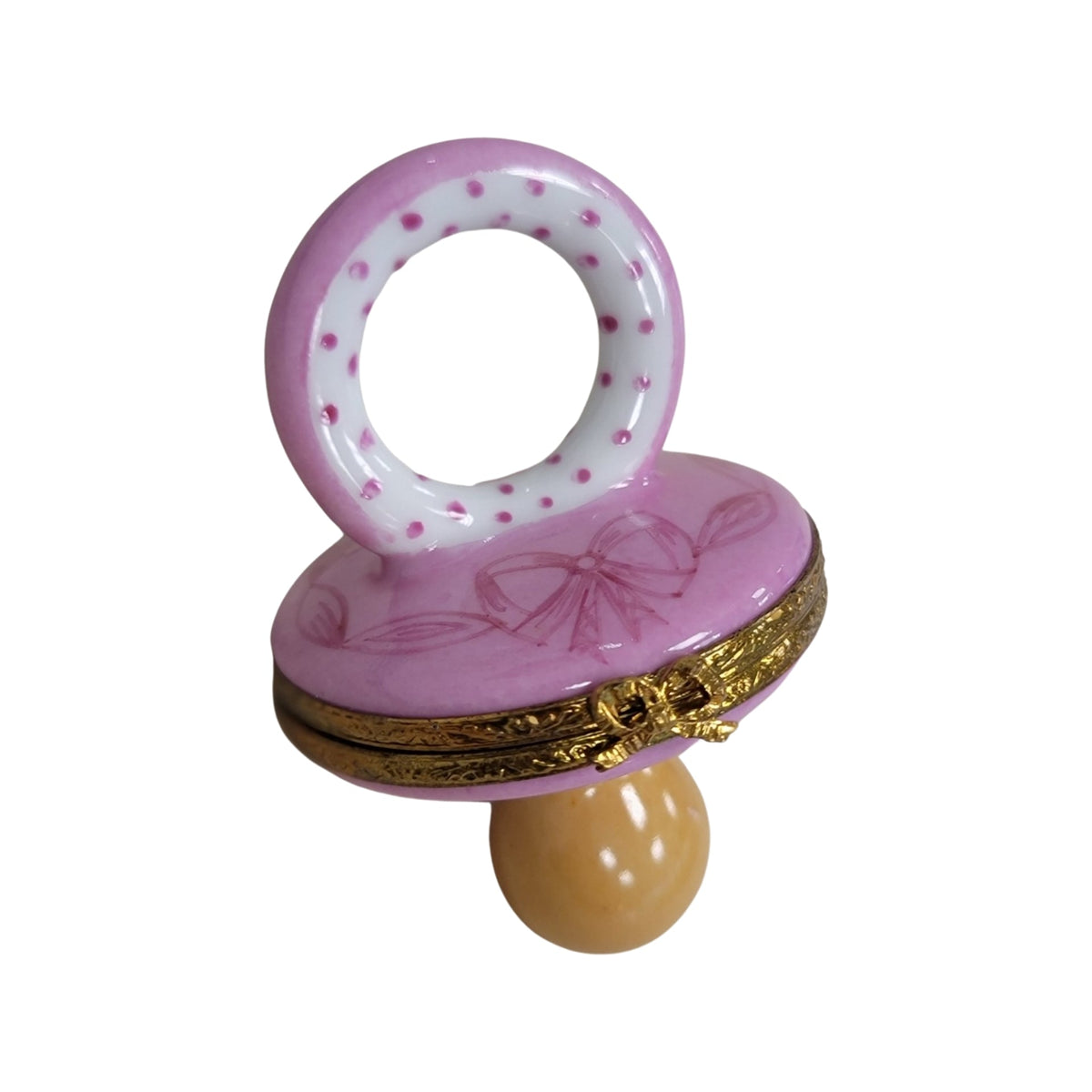 Hand-painted Pink Pacifier for Baby1 Limoges box, French artistry for lovers of fine art