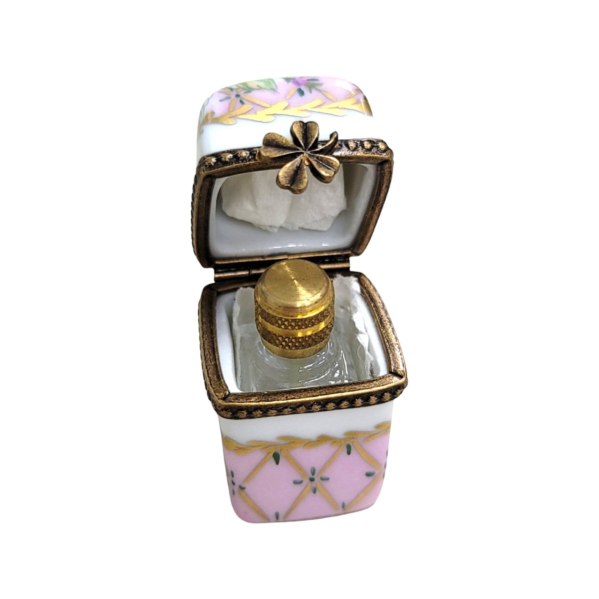 Pink Bottle Perfume Porcelain Limoges Porcelain Art Object, view 2