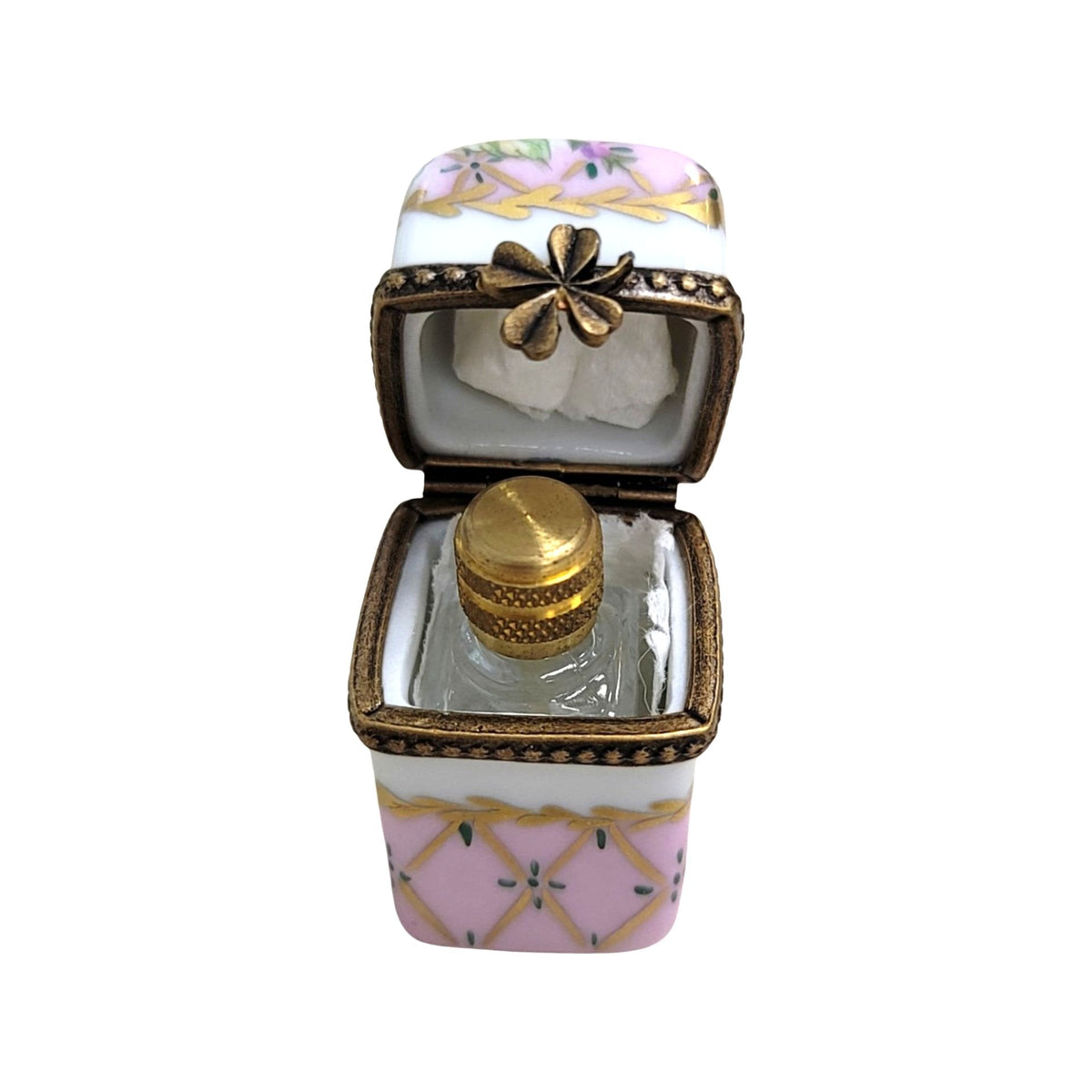 Pink Bottle Perfume Porcelain Limoges Porcelain Art Object, view 3