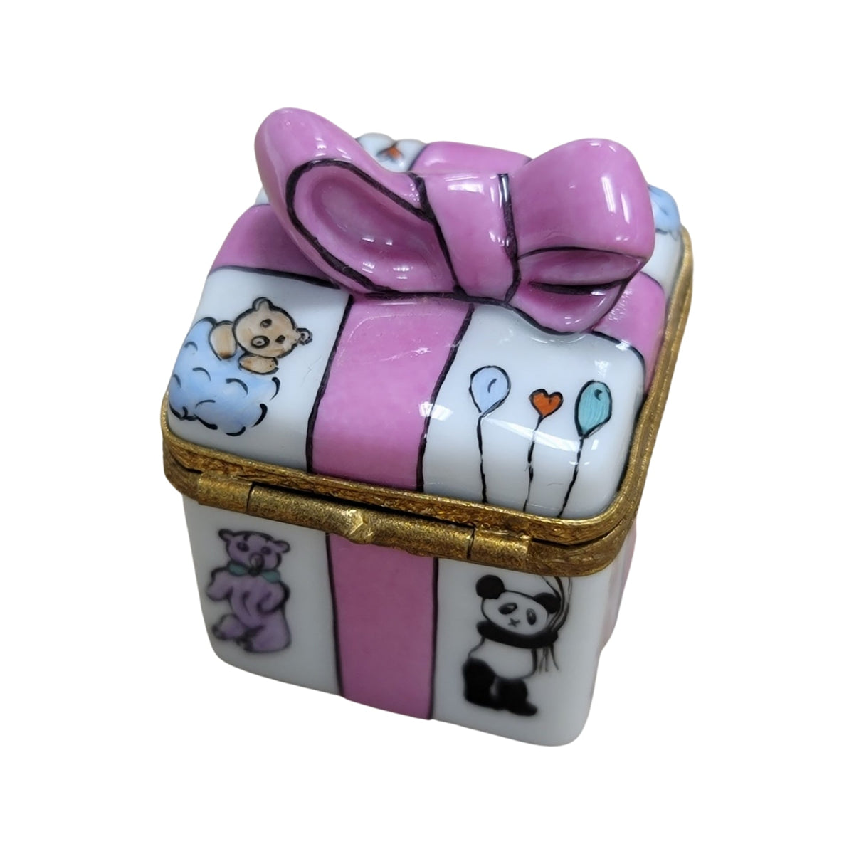 Gift idea for someone who loves France: Pink Ribbon Present Baby Limoges box