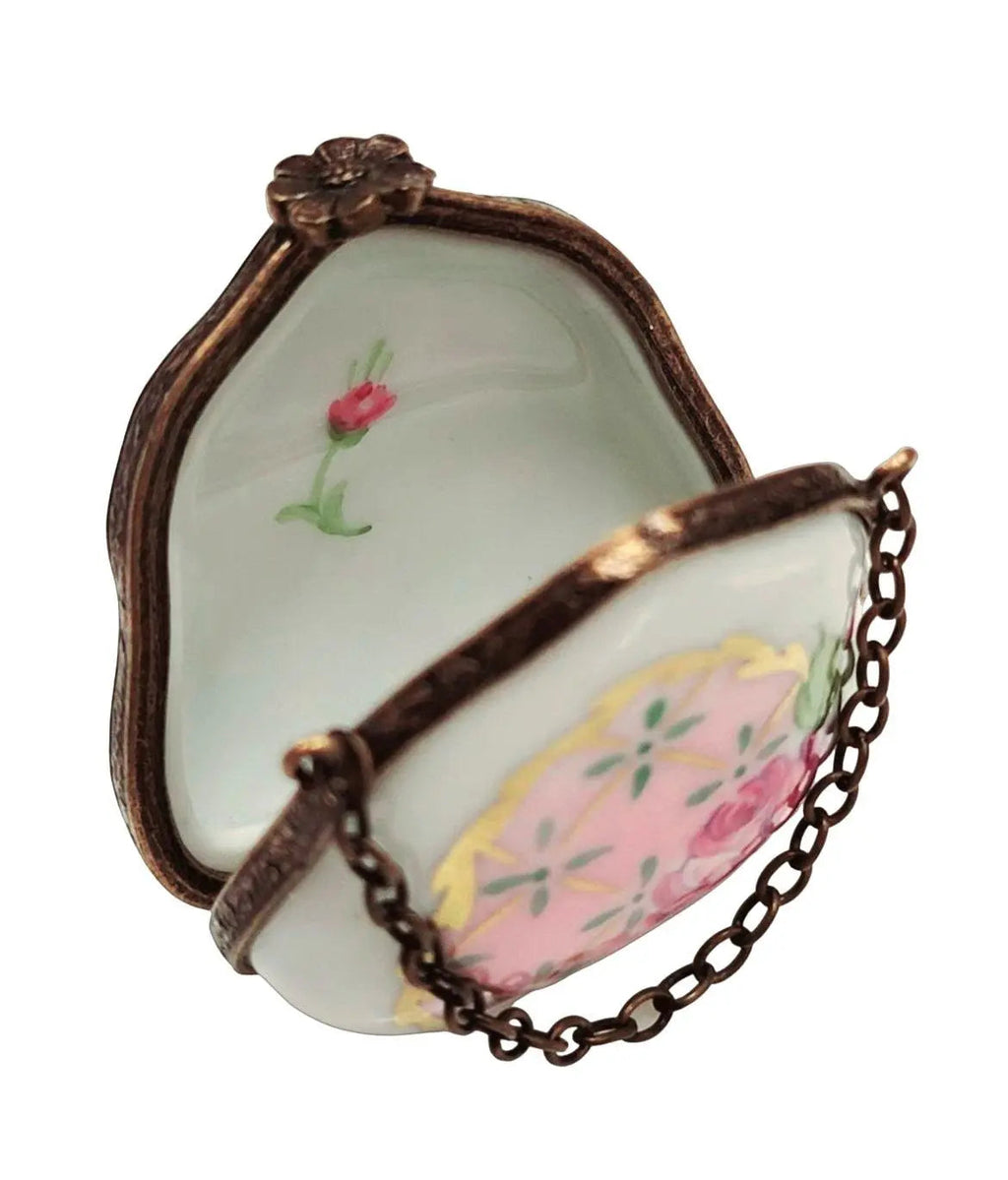Purse Pink Rose W Special Antiqued Brass Limoges Box, view 2