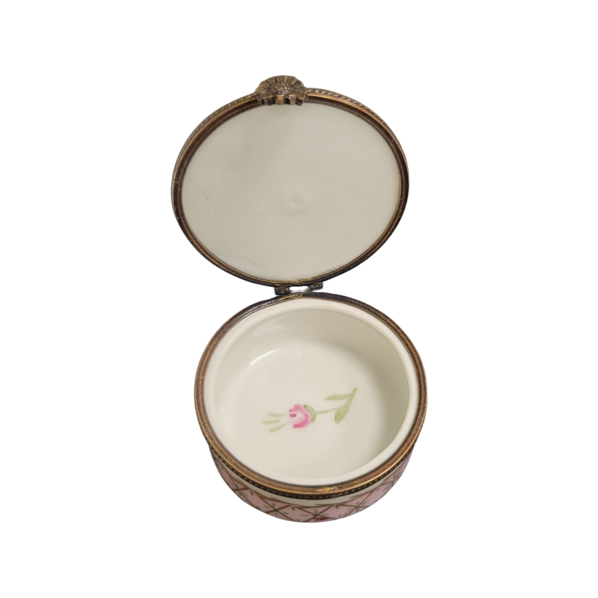Pink Roses Round Limoges Porcelain Box, view 2