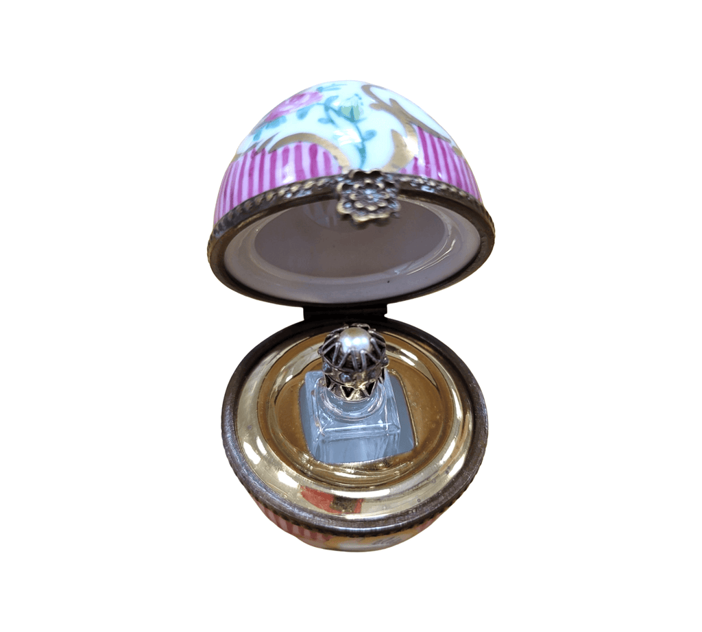 Pink Stripped Egg Perfume Limoges Porcelain Gift Box, view 2