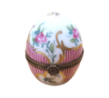 Pink Stripped Egg Perfume Limoges Porcelain Gift Box, a hand-painted Limoges porcelain gift
